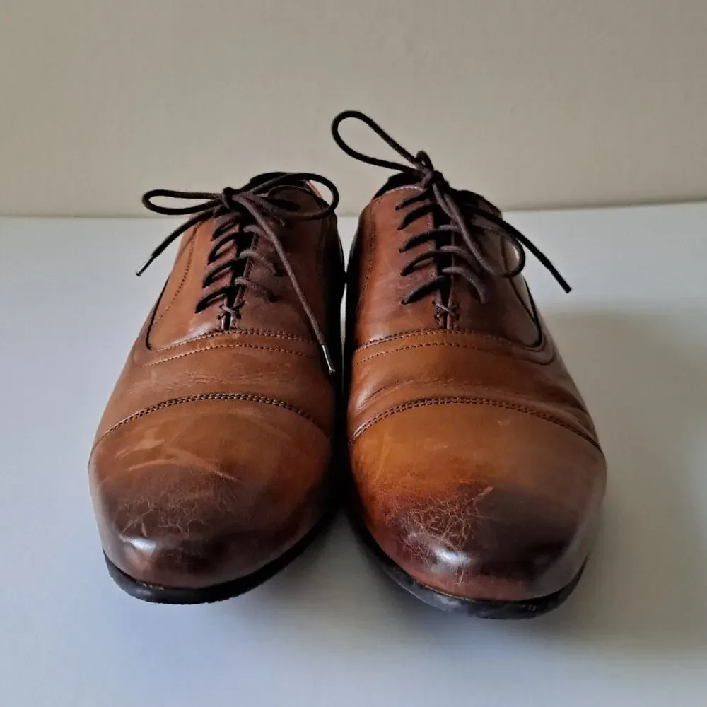 Ted Baker ROGRR Leather Cap Toe Lace-Up Oxford Shoes Brown Mens Size 45 US 12